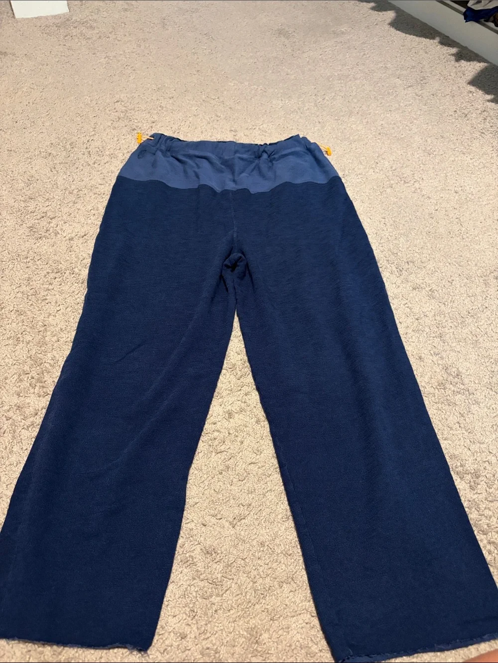 Free People Two-Tone Navy Straight Leg Pants
